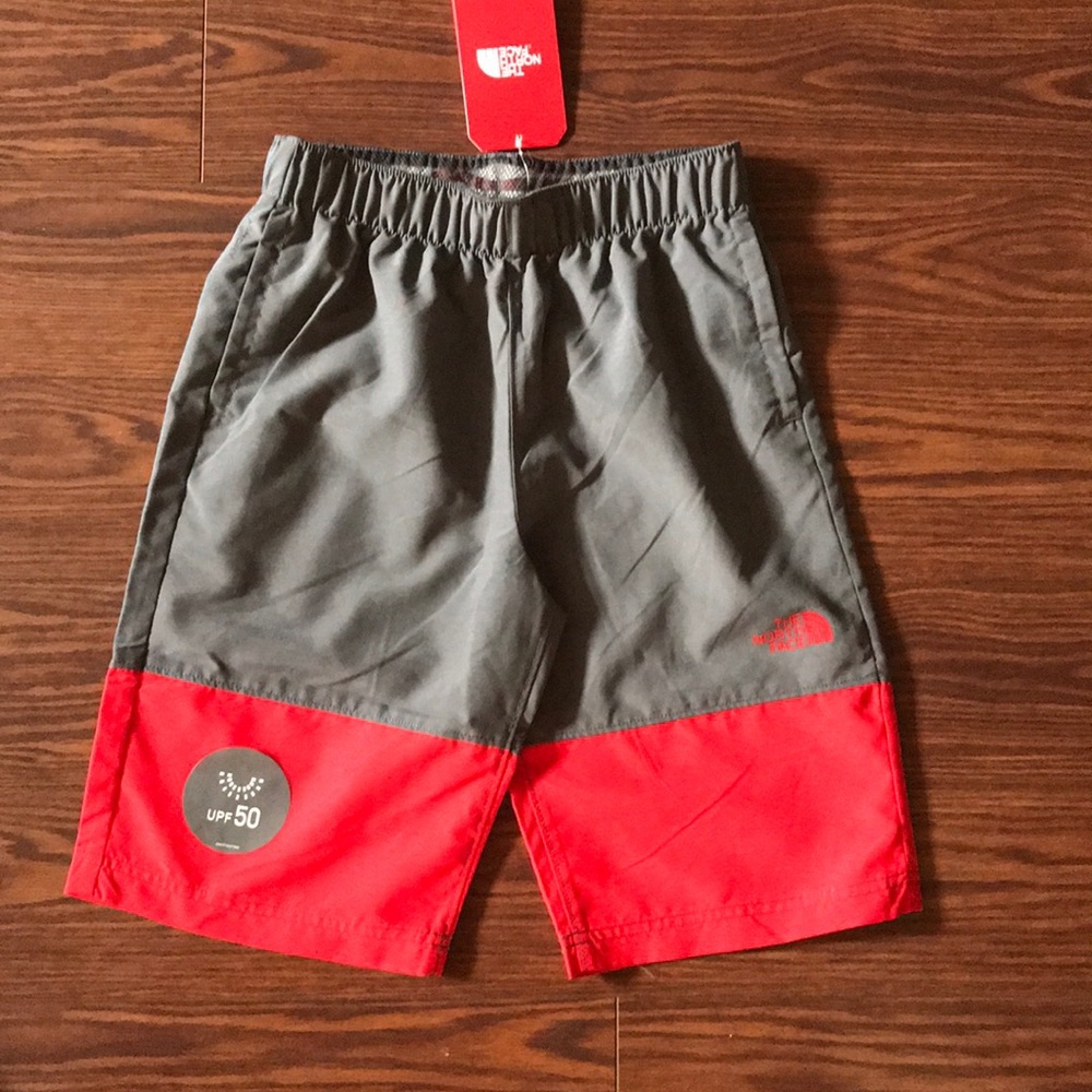 Boys The North Face red & gray UPF 50 shorts